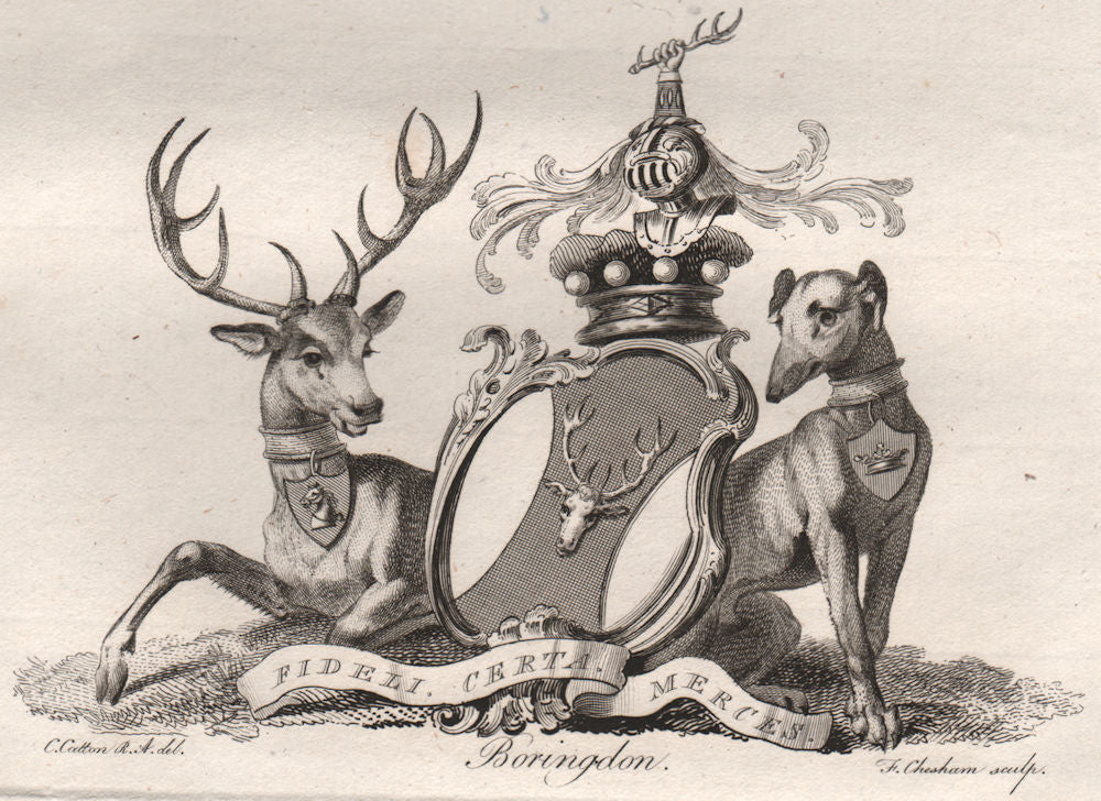 BORINGDON. Coat of Arms. Heraldry 1790 old antique vintage print picture